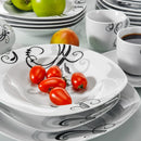 Axyaa 30-Piece Black Decals Porcelain Ceramic Dinnerware Set
