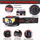 Axya Motion Sensor Headlamp USB Rechargeable Waterproof 8 Modes Head Torch