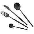 Axyaa Black Matte Cutlery Set - Stainless Steel Dinnerware Flatware Set