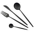 Axyaa Black Matte Cutlery Set - Stainless Steel Dinnerware Flatware Set