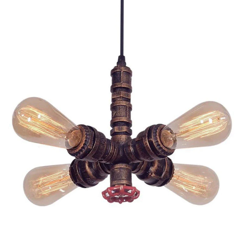 Axyaa Retro Industrial Pipe Pendant Light Chandelier with LED