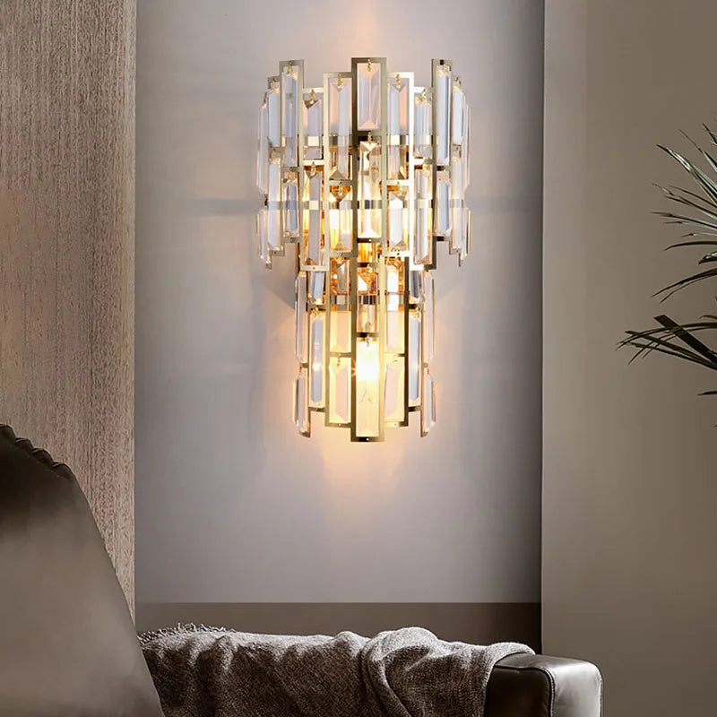 Axyaa Crystal Wall Sconce Lamp: Modern Light Luxury for Living Room, Bedroom, Study