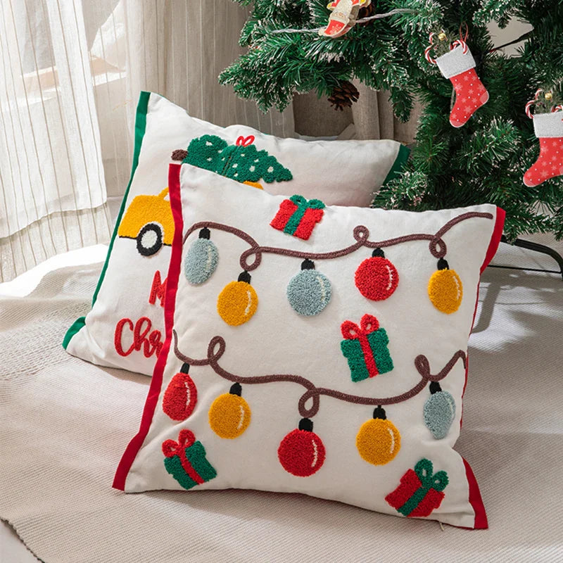 Axyaa Santa Snowflake Embroidery Cushion Cover 45x45cm