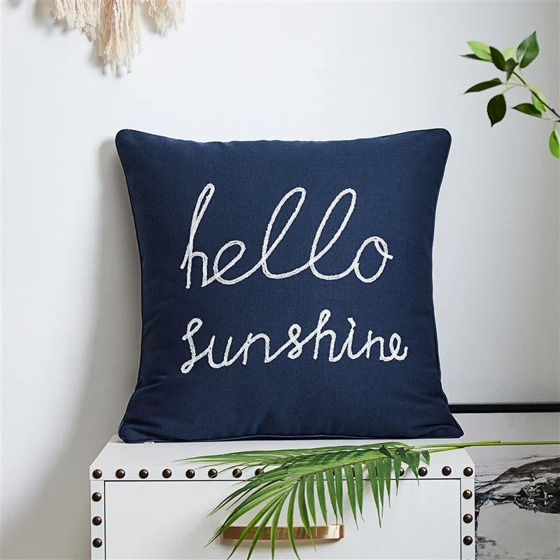 Axyaa Sea Starfish Navy Blue & Yellow Cushion Cover 45x45cm