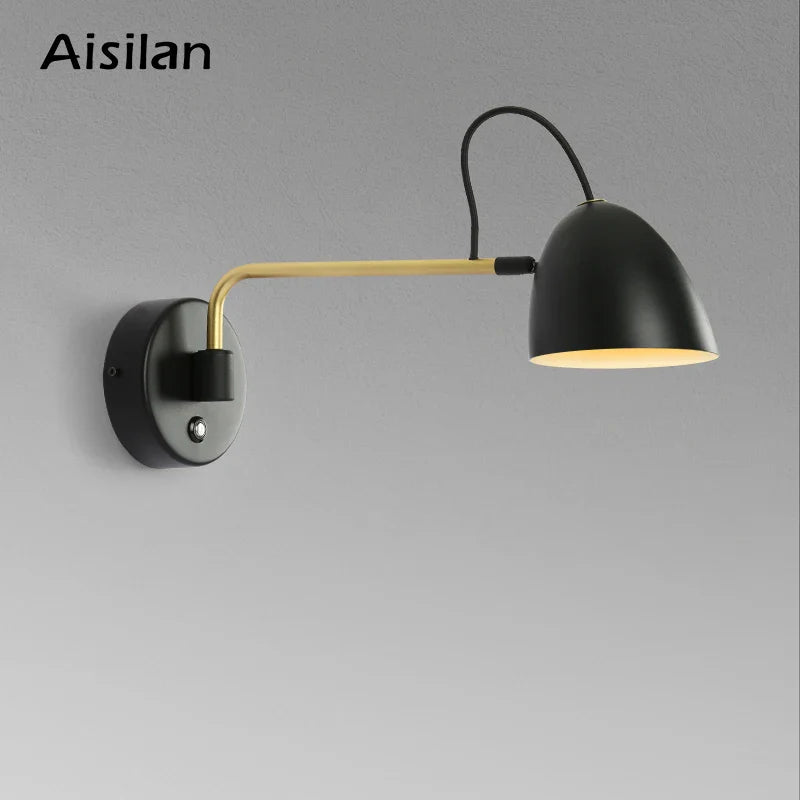 Axyaa Dimmable Swing Arm Wall Lamp: Touch Switch, Adjustable Brightness.