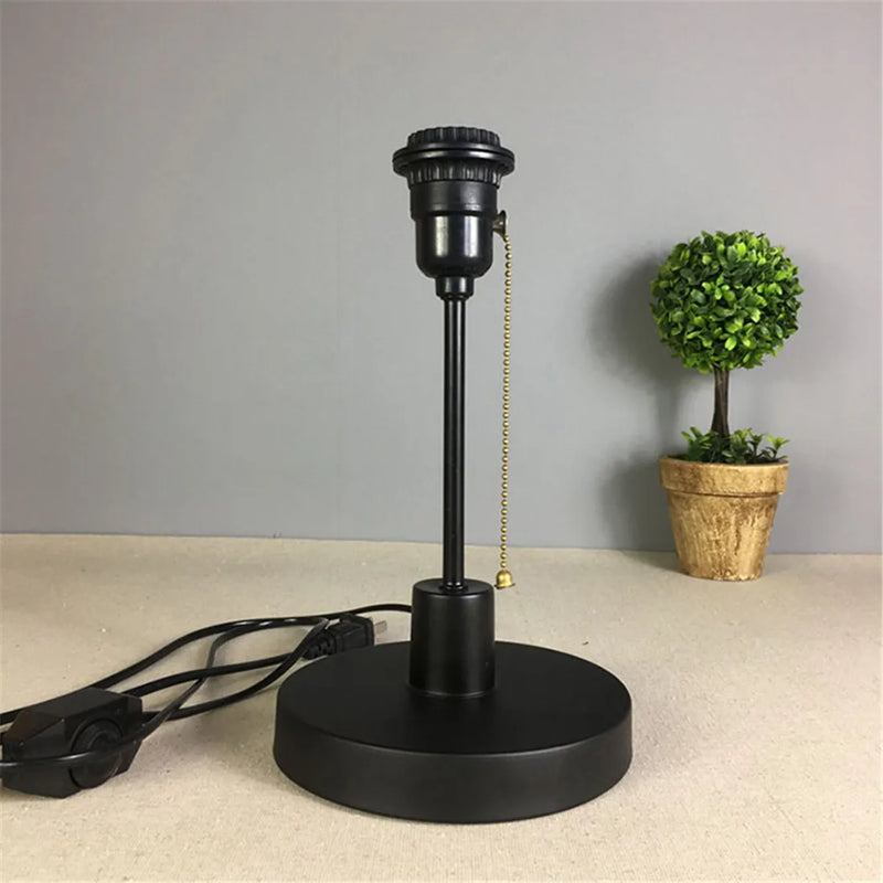 Axyaa Wooden Tripod Bedside Table Lamp Base - Black Nightstand Light Holder