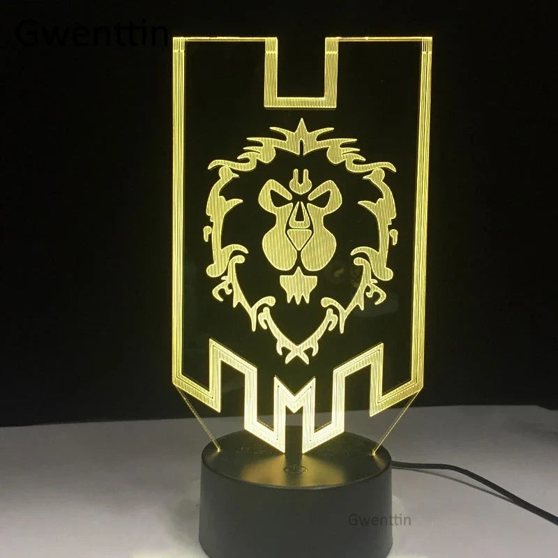 Axyaa WoW Alliance Tribal Signs 3D LED Night Light Lamp