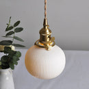 Axyaa Nordic White Ceramic LED Pendant Light with Knob Switch - Modern Copper Hanging Lamp