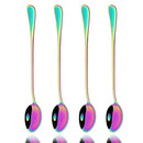 Axyaa 4-Piece Colorful Long Handle Spoon Set for Coffee, Tea, Desserts, and Juice
