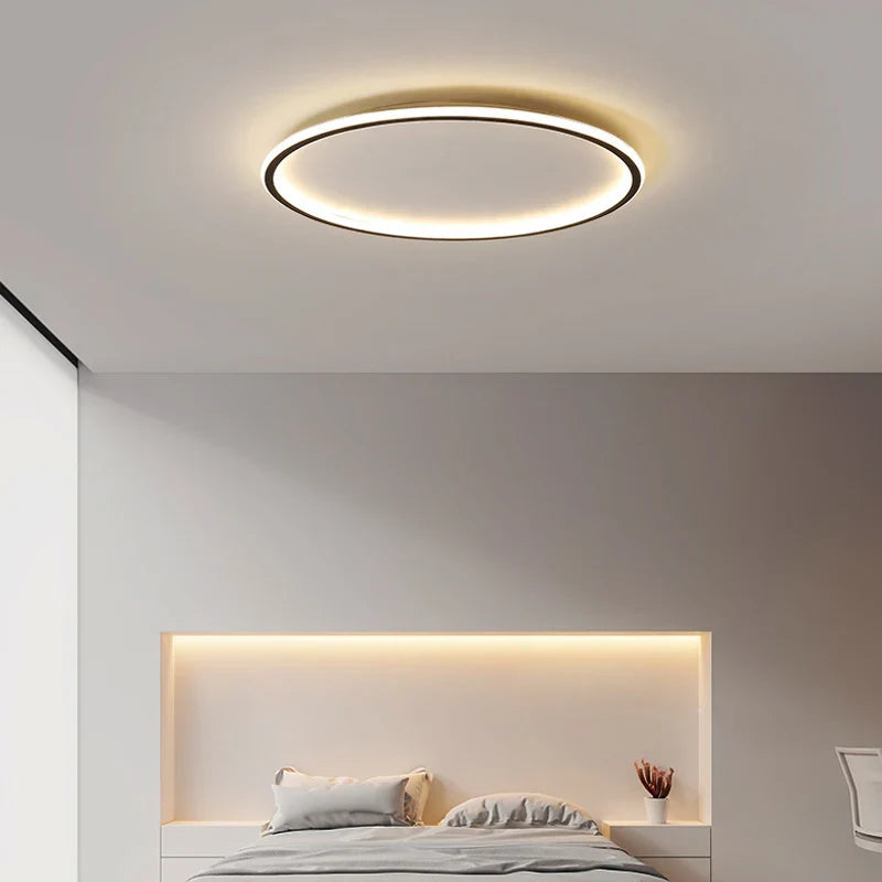 Axyaa White & Black Modern Circular Ceiling Lamp for Living Room, Bedroom, Study