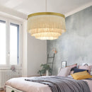 Axyaa Gold White Beige Cotton Thread Boho Chandelier