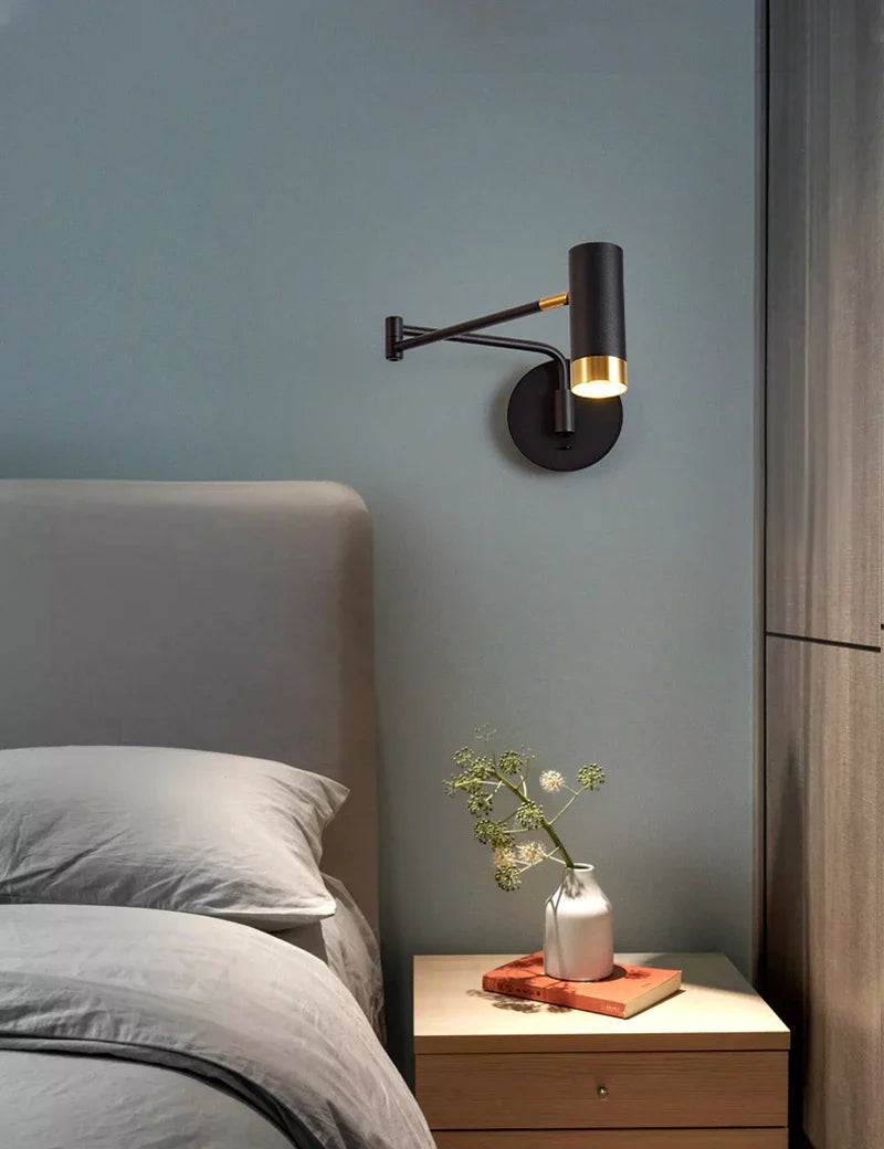 Nordic Swing Arm Bedside Wall Lamp Axyaa Brand White Black E27