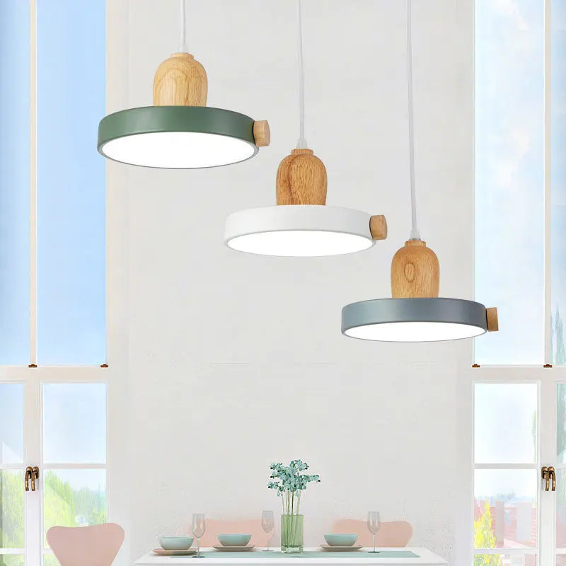 Axyaa Nordic LED Wood Iron Pendant Light - Customizable Modern Design