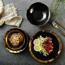 Axya Gold Black Retro Steak Dessert Tray Dinner Plates Bowls Set