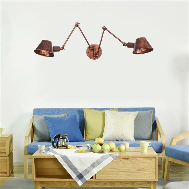 Axyaa Long Swing Arm Wall Lamp Adjustable E27 Bathroom Sconce Fixture