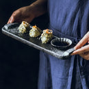 Axyaa Sushi Plate Set: Long Rectangular Ceramic Tableware Plate for Creative Japanese Cuisine