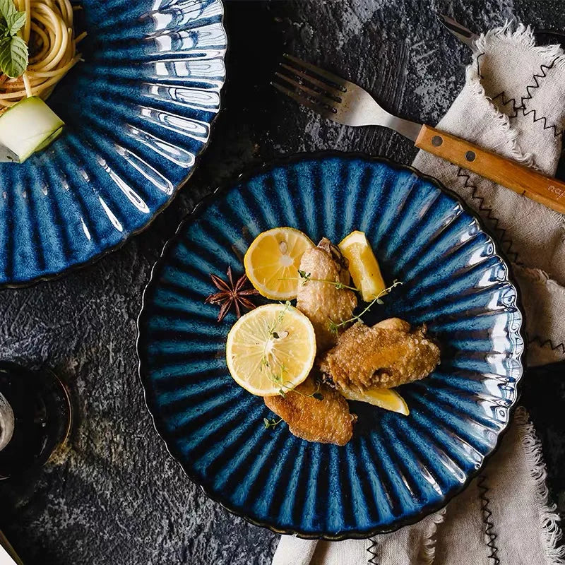 Axya Ceramic Dinner Plate, Klin Glaze, Round Dish, Dinnerware, Steak Food Plate