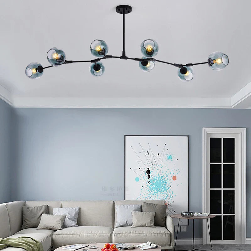 Axyaa Black/Gold Industrial Chandelier - Modern Nordic Suspension Luminaire