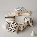 Rainbow Stripe Cushion Cover with Pink Rope Embroidery, 45x45cm, Axyaa