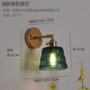Axyaa Mini Green Glass LED Pendant Light - Japanese Style Nordic Copper Hanging Lamp