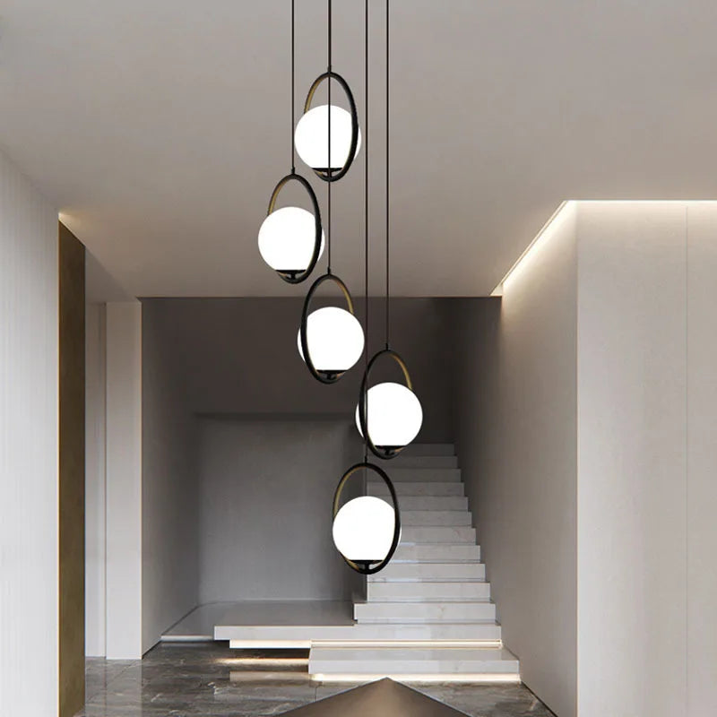 Axya Nordic Glass ball LED Pendant Lights for stylish spiral decor.