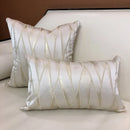 Axyaa Ivory Orange Geometric Faux Silk Pillow Case Cover 45x45cm/30x48cm
