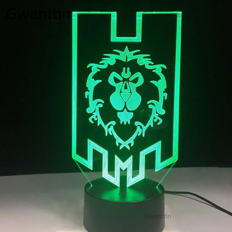 Axyaa WoW Alliance Tribal Signs 3D LED Night Light Lamp