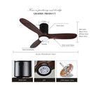 Axya Black Vintage Wood Ceiling Fan with Lights and Remote Control
