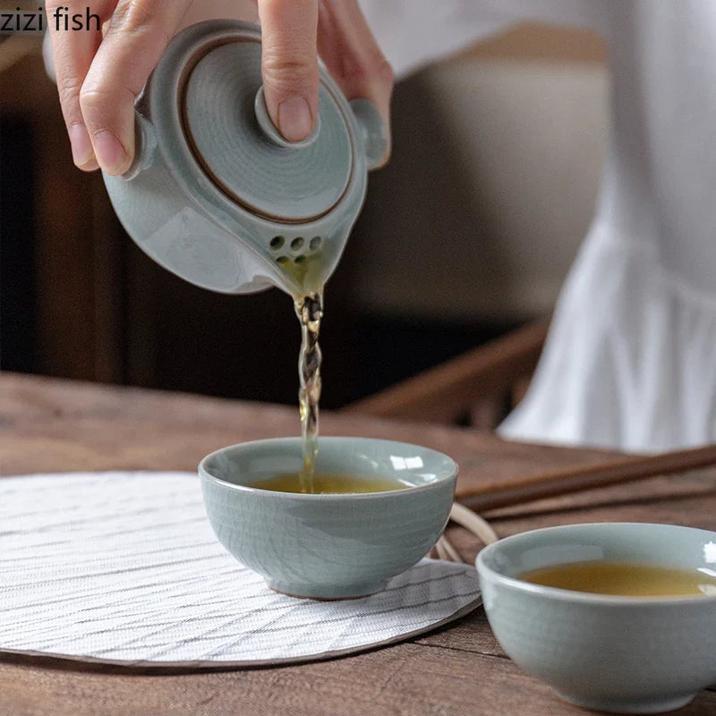 Axya Ceramic Tea Set for Modern Home Decor and Travel