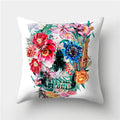 Axyaa Halloween Floral Skull Print Cushion Cover - Nordic Style 45X45CM
