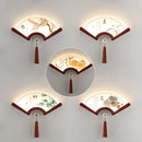 Axyaa Fan-shaped Wood LED Wall Lamp for Bedroom & Living Room