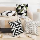 Axyaa Geometric Embroidery Cushion Cover 45x45cm Black Grey for Cozy Home Decor