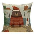 Axyaa Christmas Deer Snowman Cartoon Cushion Cover - Festive Decor Pillowcase