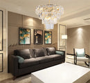 Axyaa Gold Steel Crystal Pendant Light: Luxury LED Hanging Lamp for Elegant Indoor Lighting