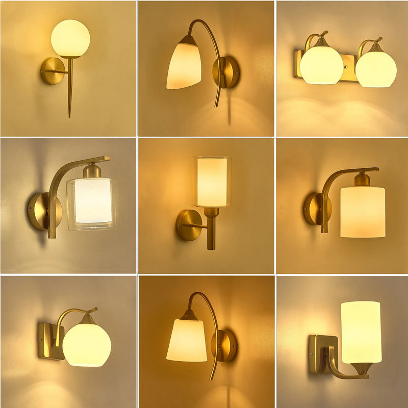 Axyaa Brass Glass Wall Sconce - Classic Nordic Design for Home Interior