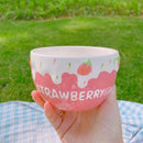 Axyaa Strawberry Milk Ceramic Bowls: Cute Large Salad & Breakfast Cup, Gift for Girls