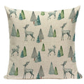 Axyaa Christmas Deer Snowman Cartoon Cushion Cover - Festive Decor Pillowcase
