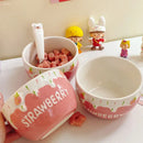 Axyaa Sweet Strawberry Ceramic Bowl for Girls - Ideal for Ice Cream, Dessert, Fruit Salad