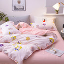 Axyaa Kawaii Cotton Bedding Set: Soft Duvet Cover, King Queen Full Twin Sizes, 3/4pcs Set