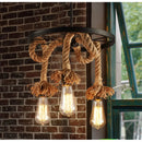 Axyaa Industrial Loft Chandelier: Wheel Hemp Rope DIY Pendant Lamp for Dining Room