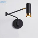Axyaa Swing Arm Wall Light for Bedside Reading - Black/White, E27 Bulb, Eye Protection