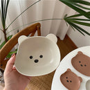 Axyaa Kawaii Bear Ceramic Bowl Plate Set for Kitchen Utensils and Tableware