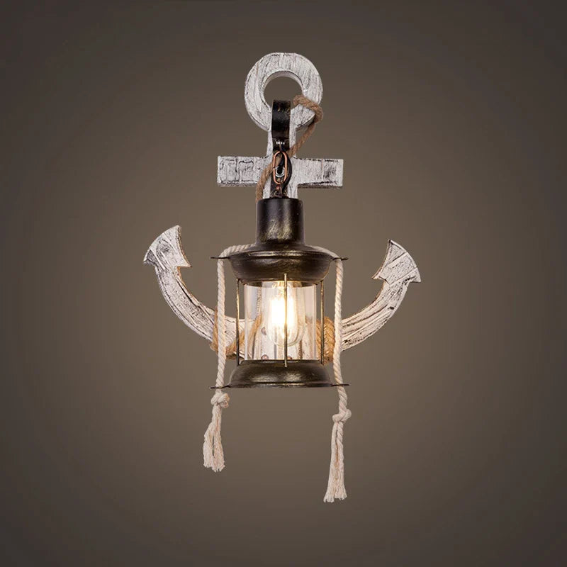 Axyaa Retro Vintage Wooden Glass Wall Lamp