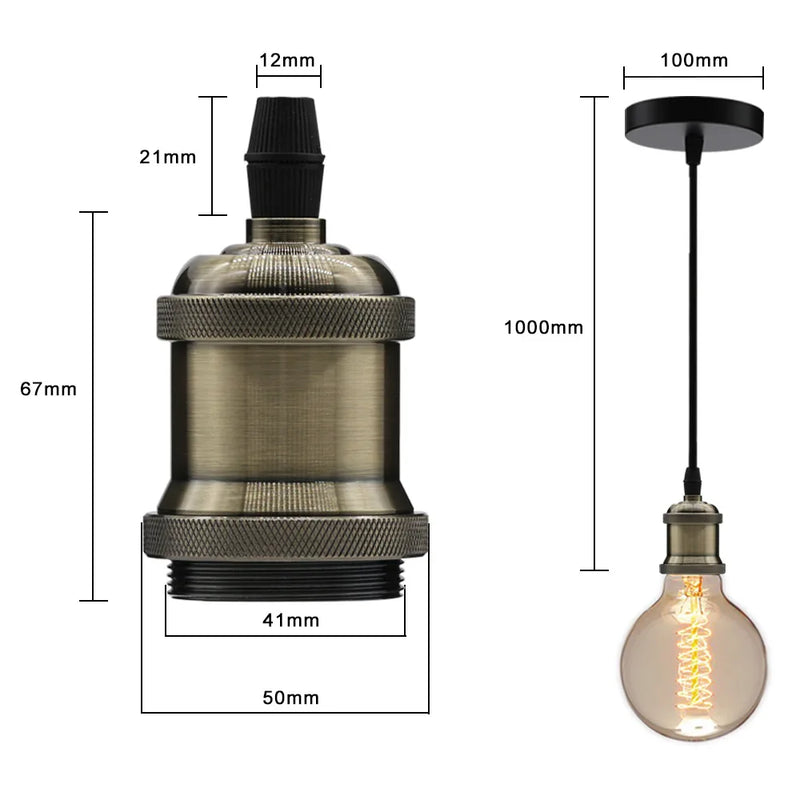 Vintage Axyaa E27 Socket Pendant Lights with Switch