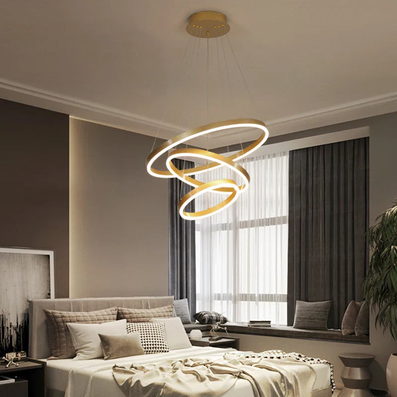 Axyaa Ring LED Chandelier: Modern Nordic Minimalist Villa Pendant Lamp