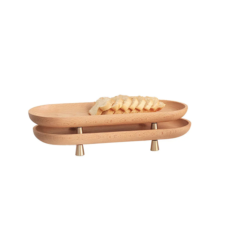 Axya Wooden Desktop Tray Oval Organizer for Kitchen and Home Storage