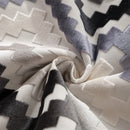 Axyaa Velvet Cushion Cover Zigzag Pattern Soft Pillow Cover in Grey Coffee Blue - 45x45cm/30x50cm/50x50cm