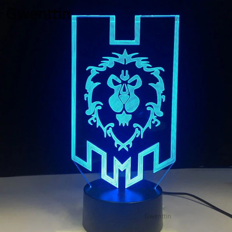 Axyaa WoW Alliance Tribal Signs 3D LED Night Light Lamp