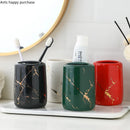 Axya Marble Ceramic Toothbrush Holder Cup Bathroom Organizer