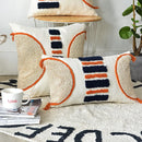 Axyaa Striped Tufted Cushion Cover in Orange Navy for Home Sofa Couch Bed Decor